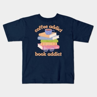 Coffee and Book Addict Colorful Design Kids T-Shirt